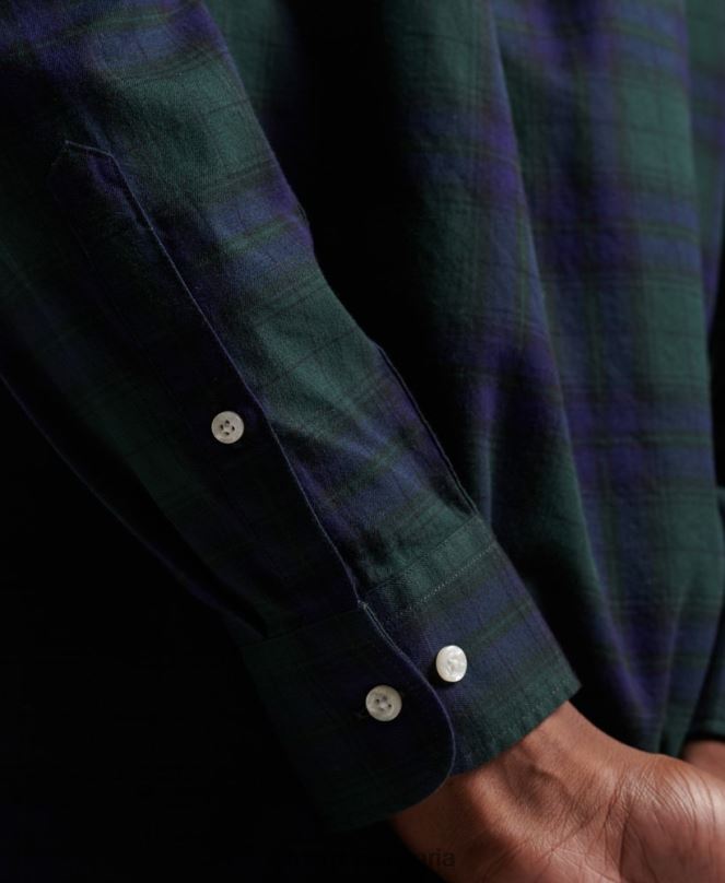 Superdry облекло N00H164 зелено мъже класическа лондонска риза с копчета