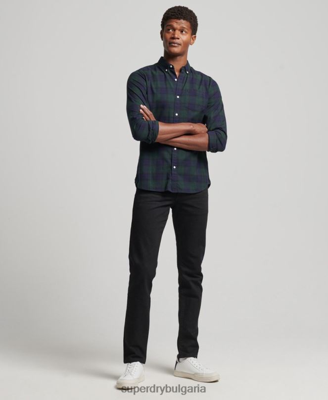 Superdry облекло N00H164 зелено мъже класическа лондонска риза с копчета