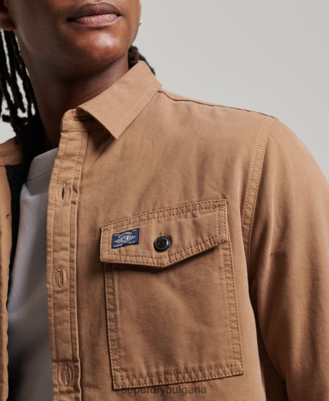 Superdry облекло N00H166 кафяво мъже мелничарска тениска с подплата borg