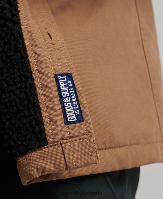 Superdry облекло N00H166 кафяво мъже мелничарска тениска с подплата borg