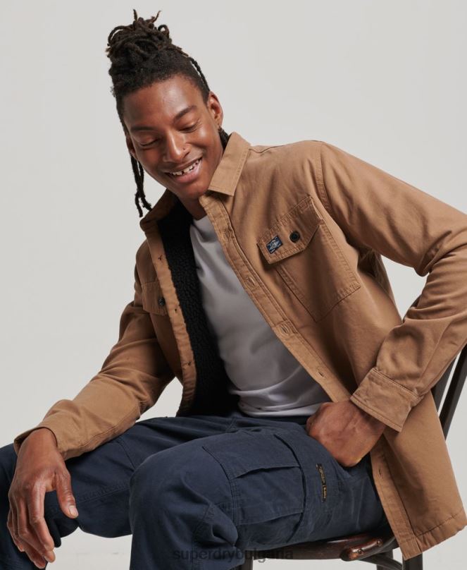 Superdry облекло N00H166 кафяво мъже мелничарска тениска с подплата borg