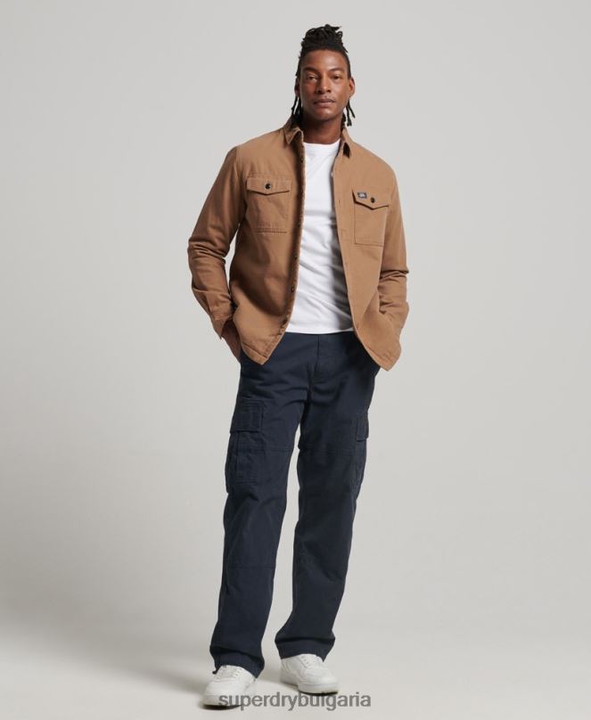 Superdry облекло N00H166 кафяво мъже мелничарска тениска с подплата borg