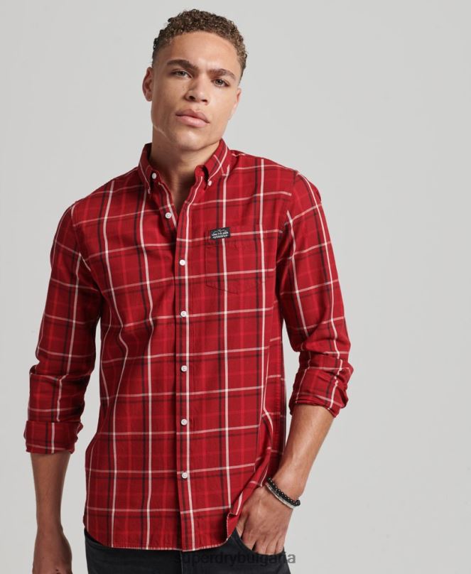 Superdry облекло N00H167 червен мъже търговска риза от памучно каре