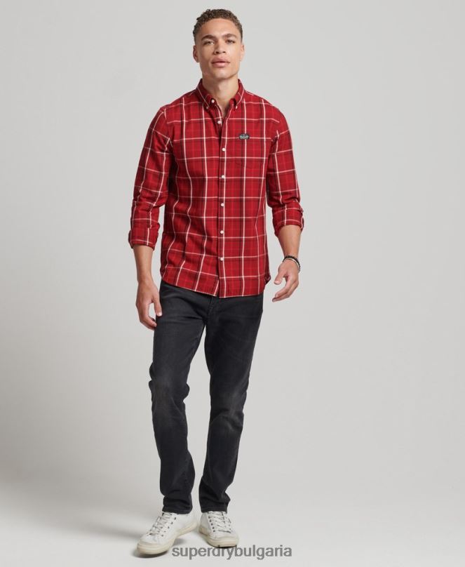 Superdry облекло N00H167 червен мъже търговска риза от памучно каре