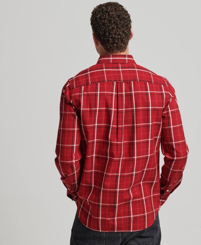 Superdry облекло N00H167 червен мъже търговска риза от памучно каре