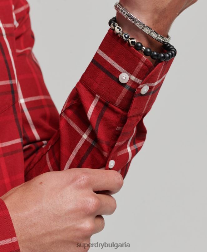 Superdry облекло N00H167 червен мъже търговска риза от памучно каре