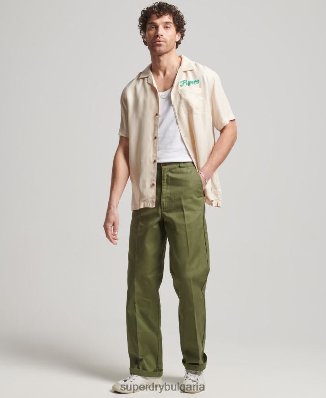 Superdry облекло N00H170 сметана мъже ретро тениска за боулинг с къс ръкав