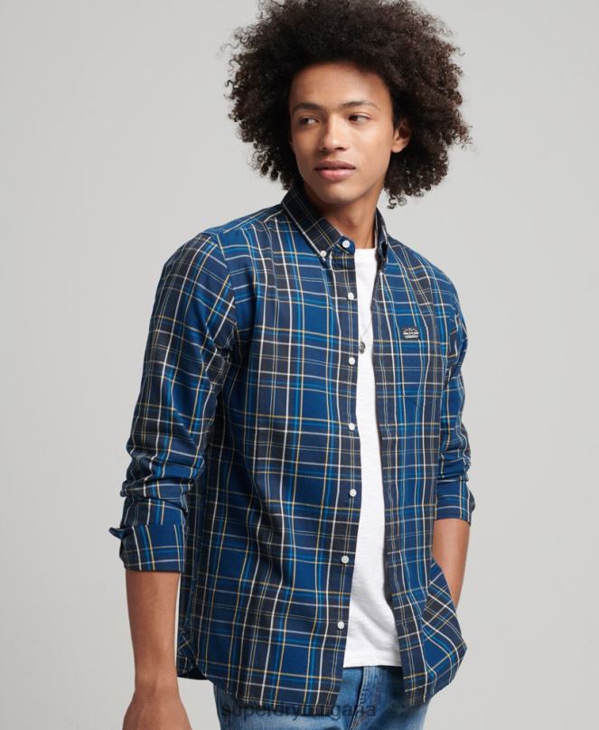 Superdry облекло N00H171 военноморски флот мъже търговска риза от памучно каре