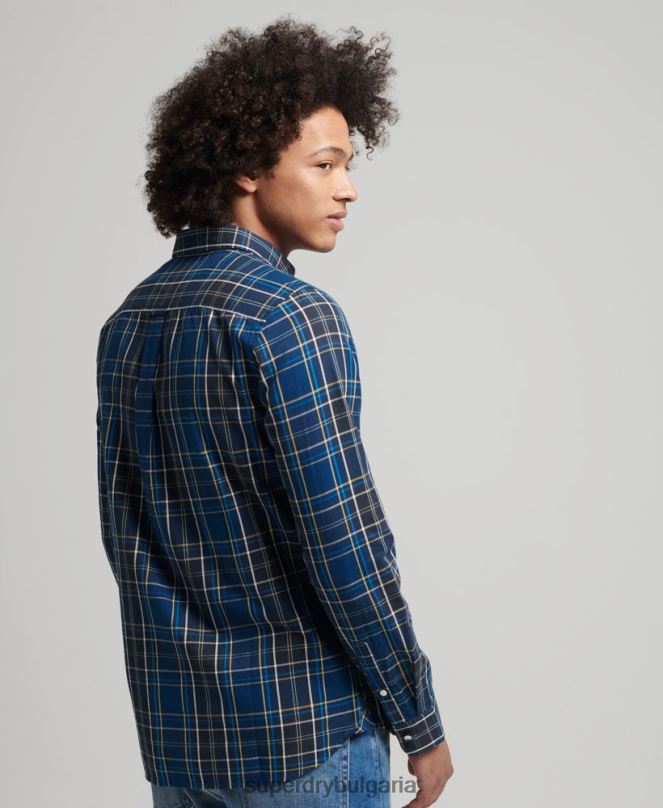Superdry облекло N00H171 военноморски флот мъже търговска риза от памучно каре