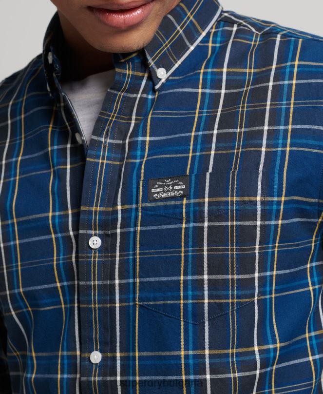 Superdry облекло N00H171 военноморски флот мъже търговска риза от памучно каре