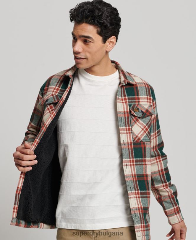 Superdry облекло N00H173 зелено мъже тениска от мелничарска вълна с подплата от шерпа