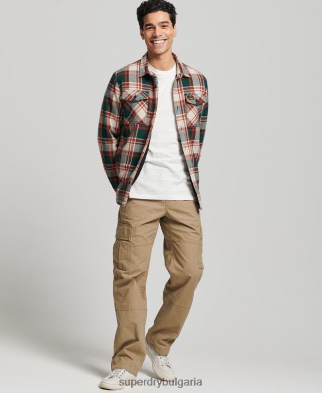 Superdry облекло N00H173 зелено мъже тениска от мелничарска вълна с подплата от шерпа