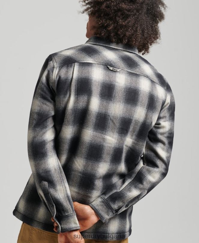 Superdry облекло N00H174 черен мъже тениска от мелничарска вълна с подплата от шерпа