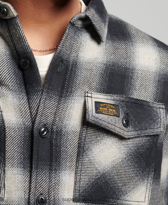 Superdry облекло N00H174 черен мъже тениска от мелничарска вълна с подплата от шерпа