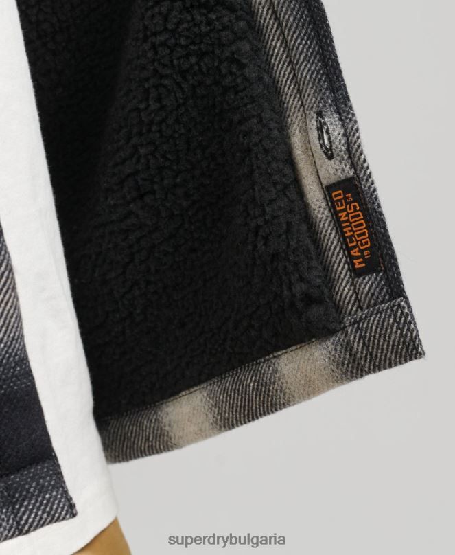 Superdry облекло N00H174 черен мъже тениска от мелничарска вълна с подплата от шерпа