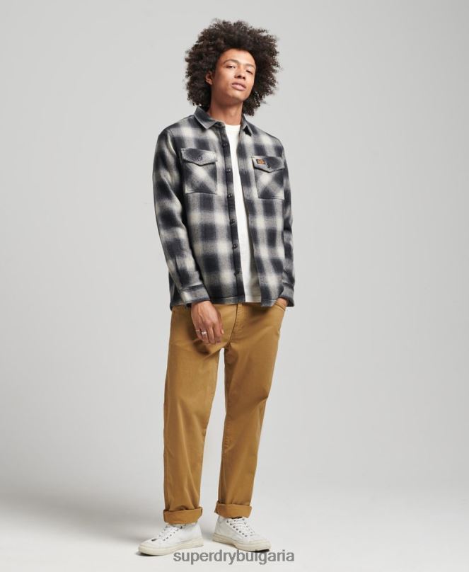 Superdry облекло N00H174 черен мъже тениска от мелничарска вълна с подплата от шерпа