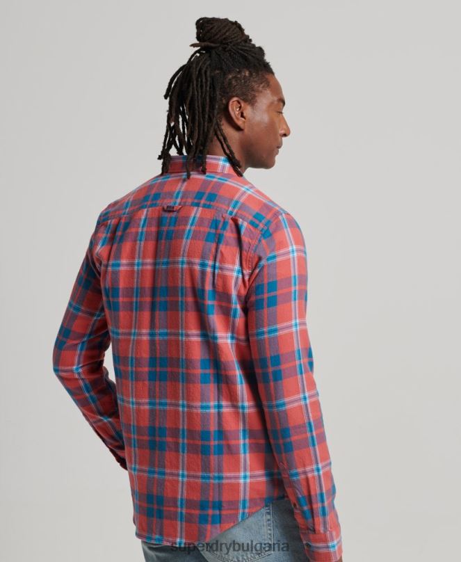 Superdry облекло N00H176 червен мъже ретро риза дървосекач от органичен памук