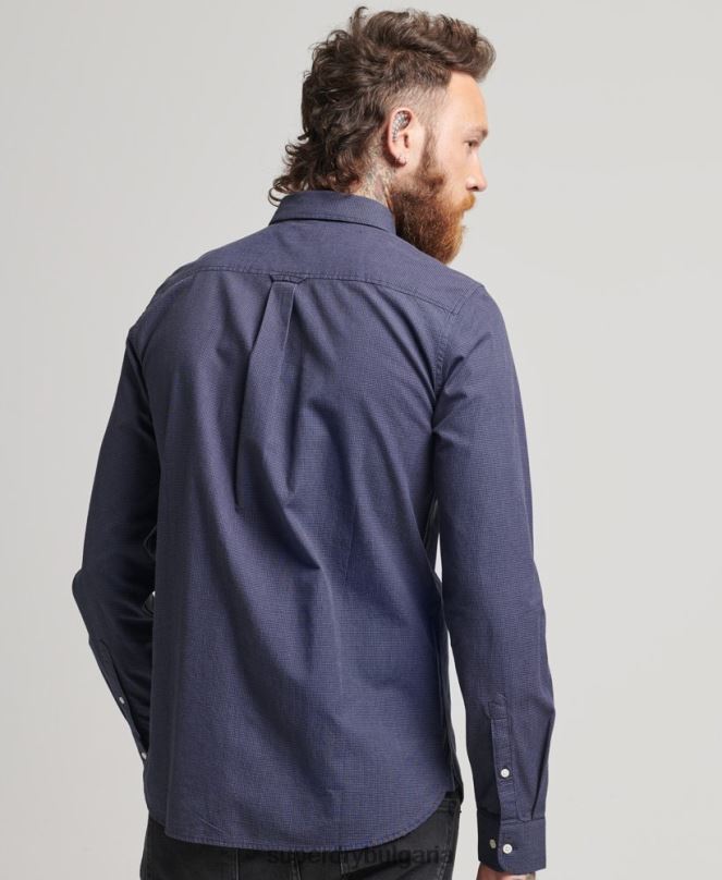 Superdry облекло N00H178 военноморски флот мъже памучна риза с микро каре