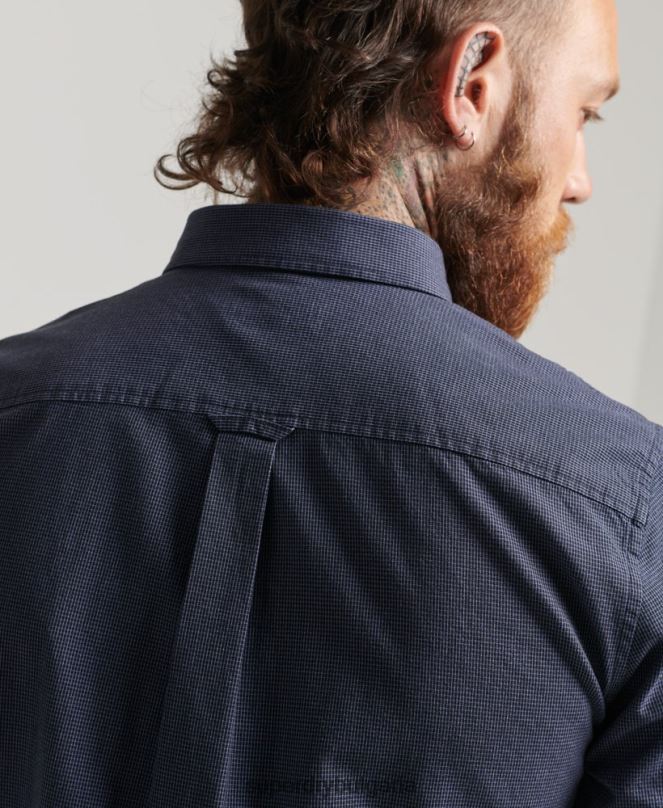 Superdry облекло N00H178 военноморски флот мъже памучна риза с микро каре