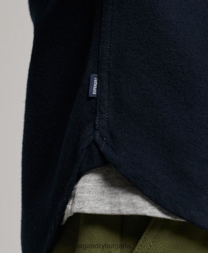 Superdry облекло N00H179 военноморски флот мъже фланелена риза от органичен памук