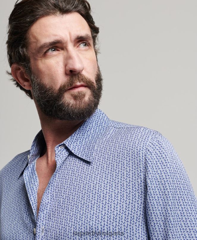Superdry облекло N00H180 син мъже Риза от 70-те