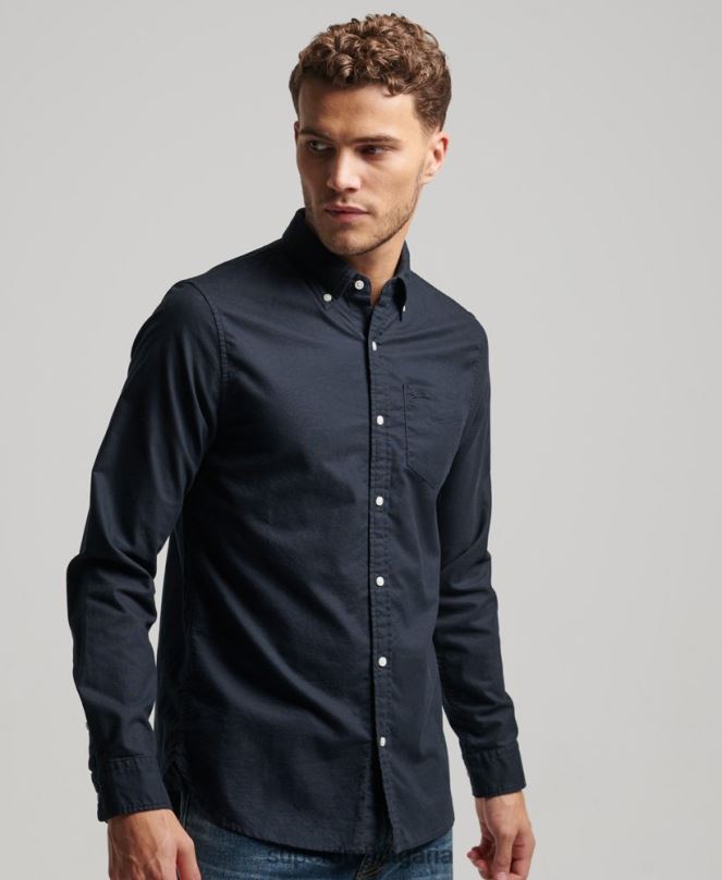 Superdry облекло N00H181 военноморски флот мъже изпрана оксфордска риза