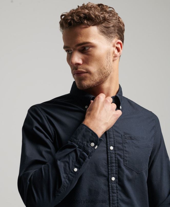 Superdry облекло N00H181 военноморски флот мъже изпрана оксфордска риза