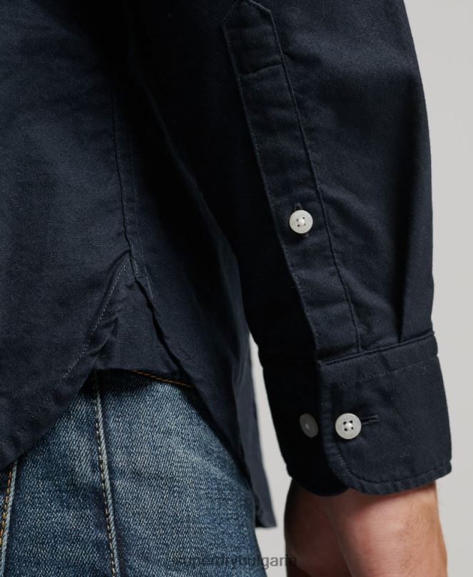 Superdry облекло N00H181 военноморски флот мъже изпрана оксфордска риза