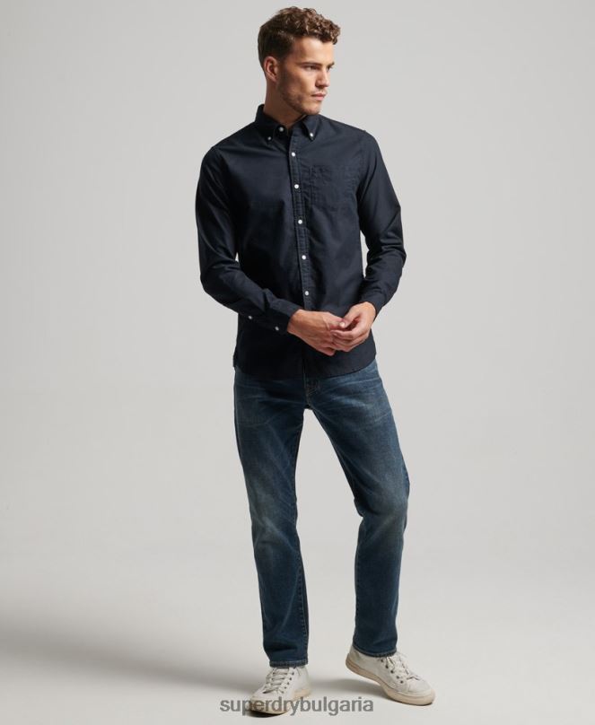 Superdry облекло N00H181 военноморски флот мъже изпрана оксфордска риза