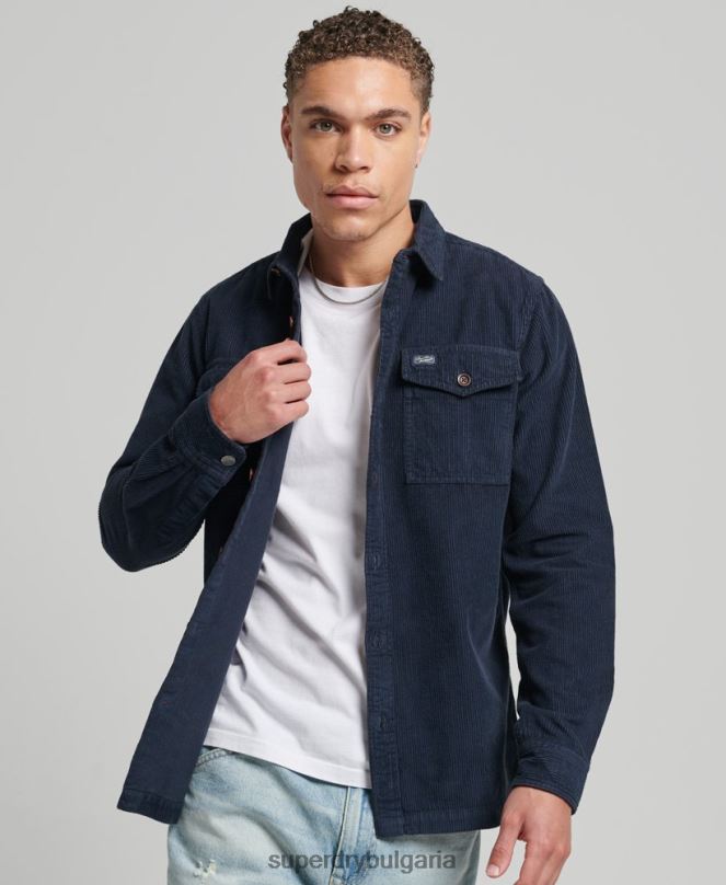 Superdry облекло N00H182 военноморски флот мъже горна риза с реколта