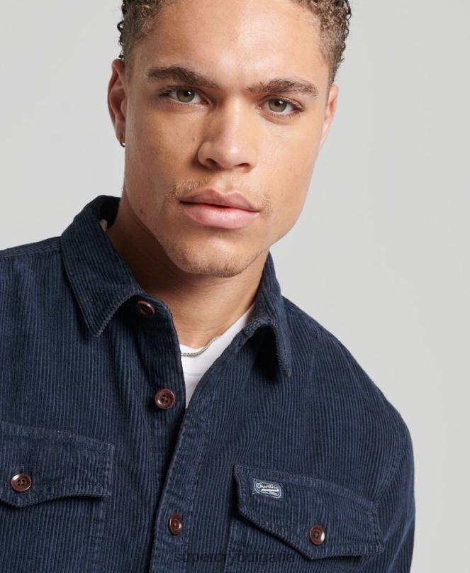 Superdry облекло N00H182 военноморски флот мъже горна риза с реколта