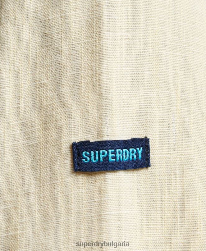 Superdry облекло N00H183 жълто мъже Риза с копчета от органичен памук Studios