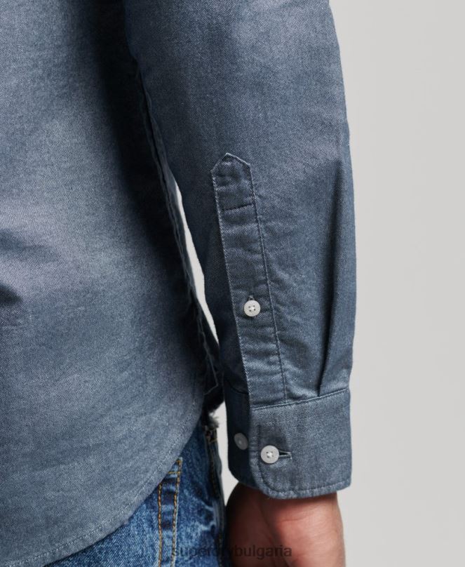Superdry облекло N00H185 военноморски флот мъже ретро оксфордска риза от органичен памук