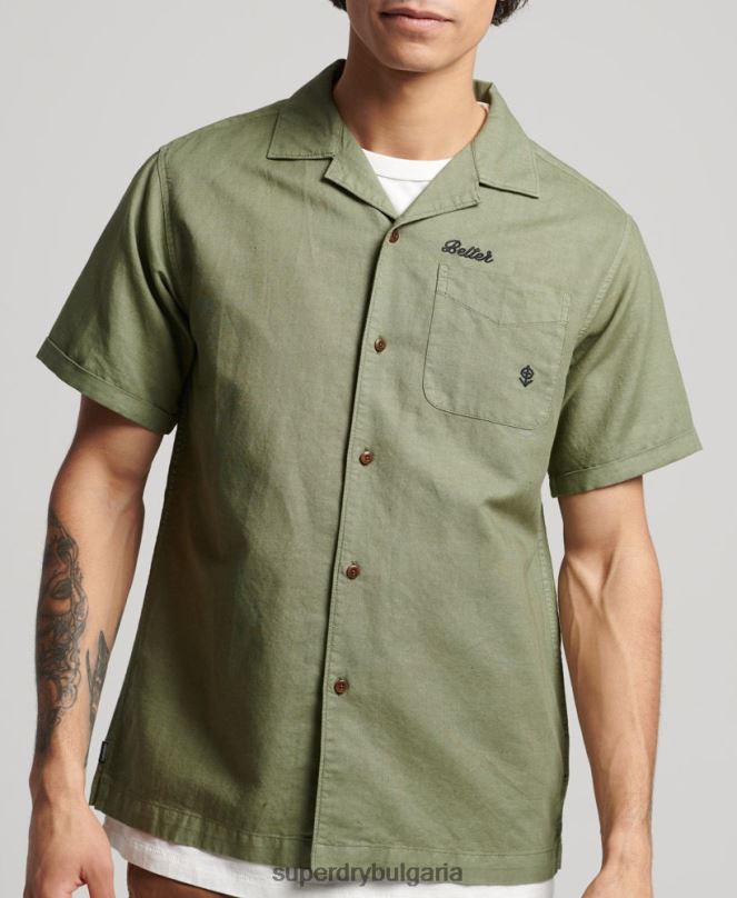 Superdry облекло N00H189 каки мъже ретро курортна риза