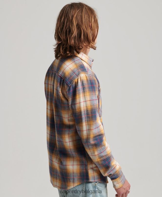Superdry облекло N00H191 злато мъже ретро карирана тениска