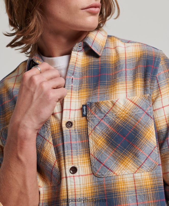 Superdry облекло N00H191 злато мъже ретро карирана тениска