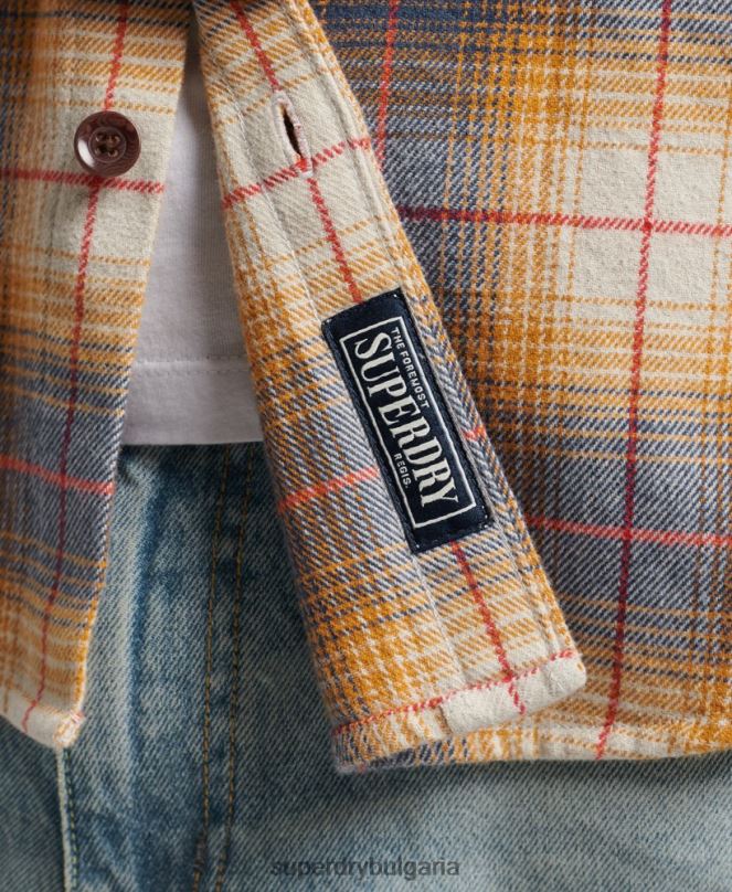 Superdry облекло N00H191 злато мъже ретро карирана тениска