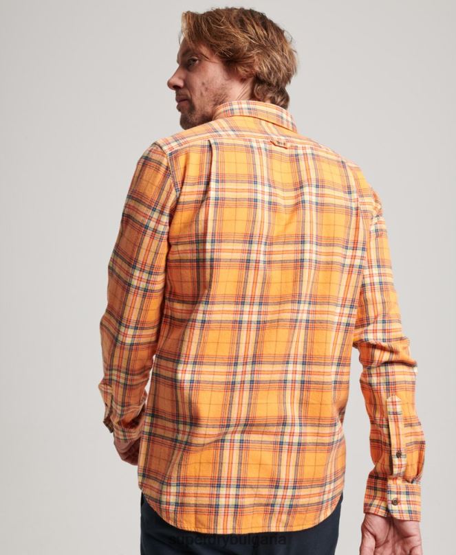 Superdry облекло N00H193 оранжево мъже карирана риза от органичен памук