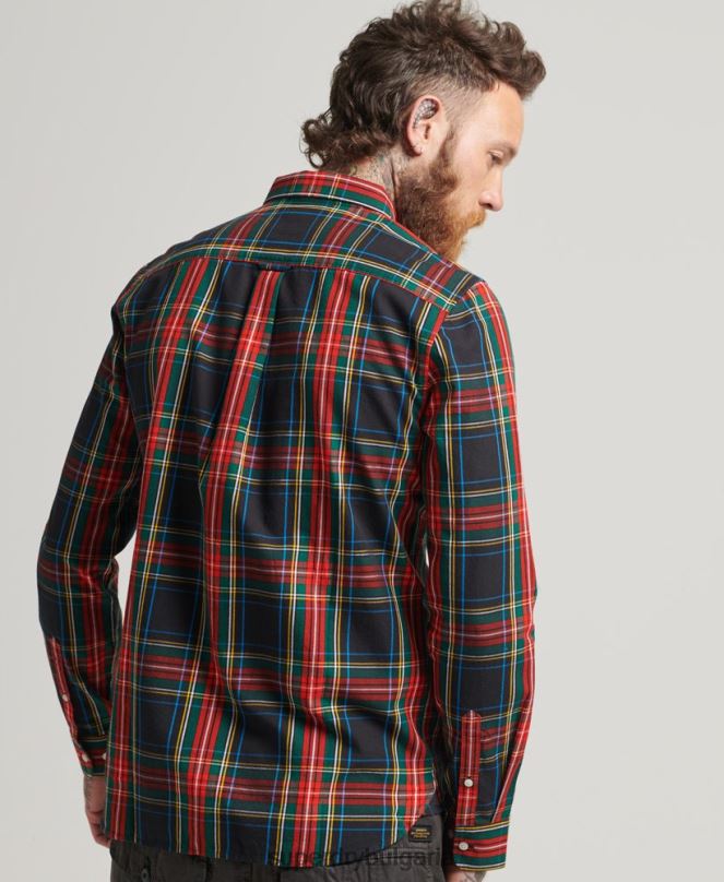 Superdry облекло N00H196 черен мъже търговска риза от памучно каре