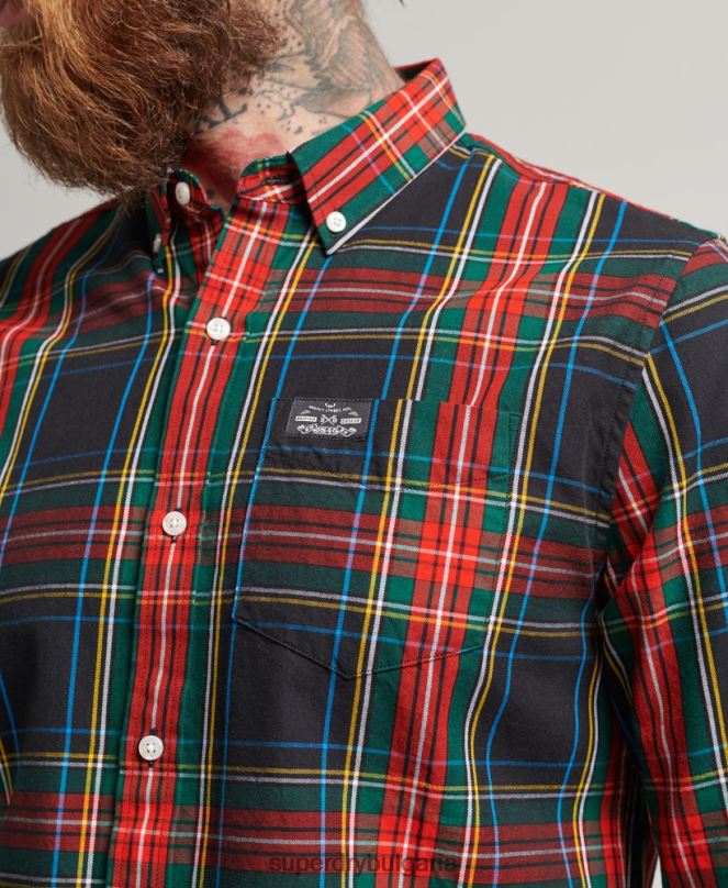 Superdry облекло N00H196 черен мъже търговска риза от памучно каре