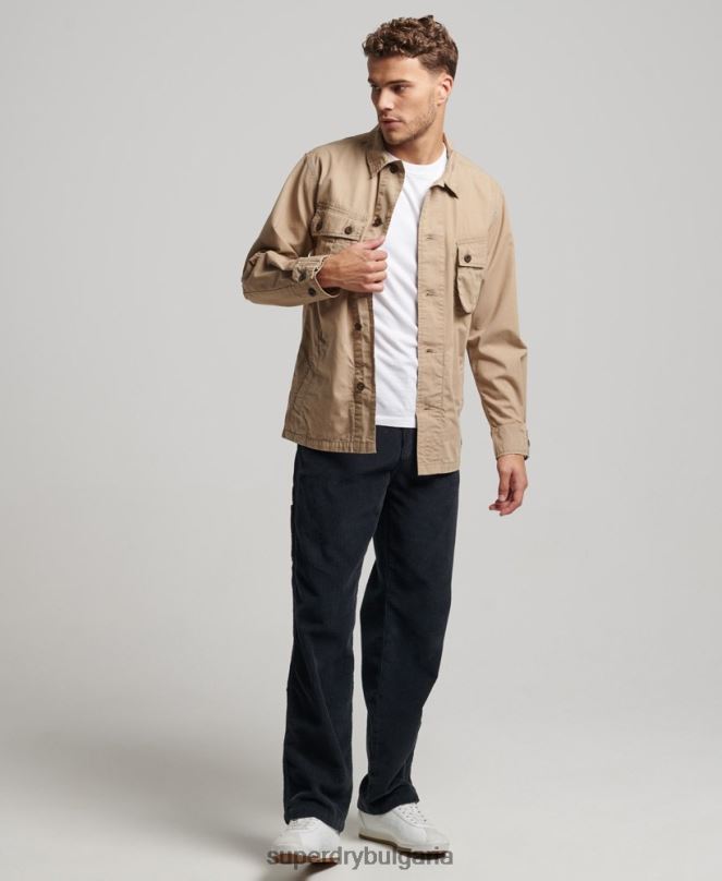Superdry облекло N00H199 тен мъже ретро бойна тениска