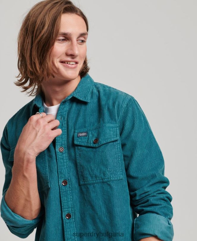Superdry облекло N00H201 тюркоаз мъже горна риза с реколта
