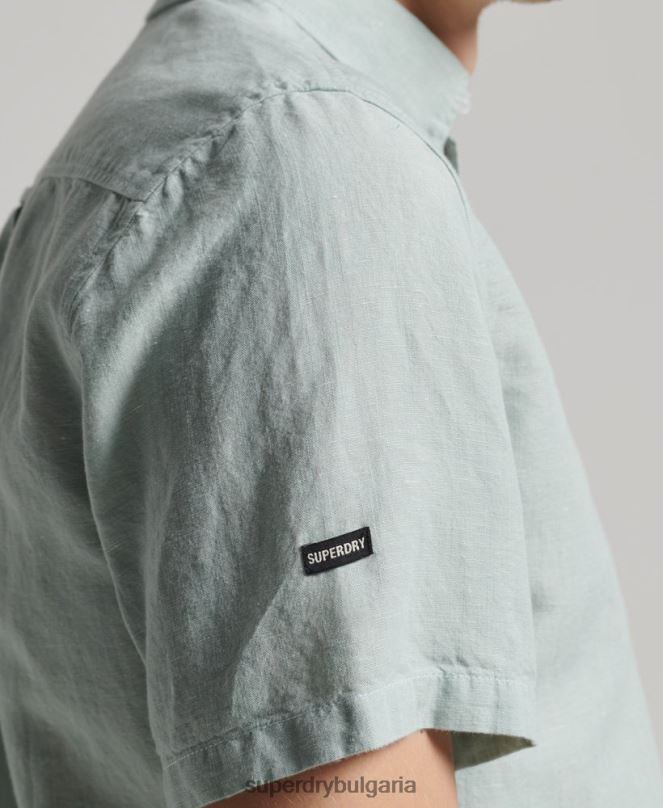 Superdry облекло N00H202 син мъже риза с къс ръкав от органичен памук