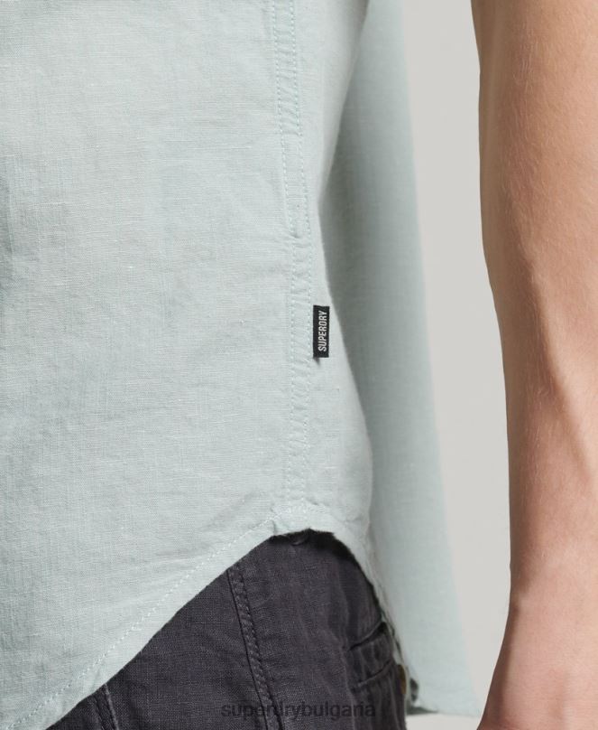 Superdry облекло N00H202 син мъже риза с къс ръкав от органичен памук