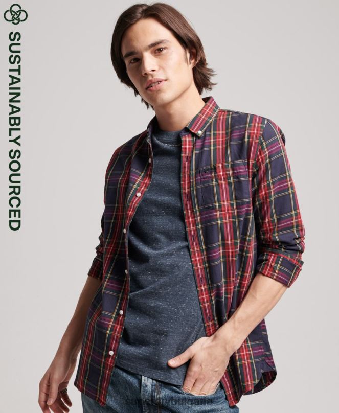 Superdry облекло N00H203 зелено мъже класическа лондонска риза с копчета от органичен памук