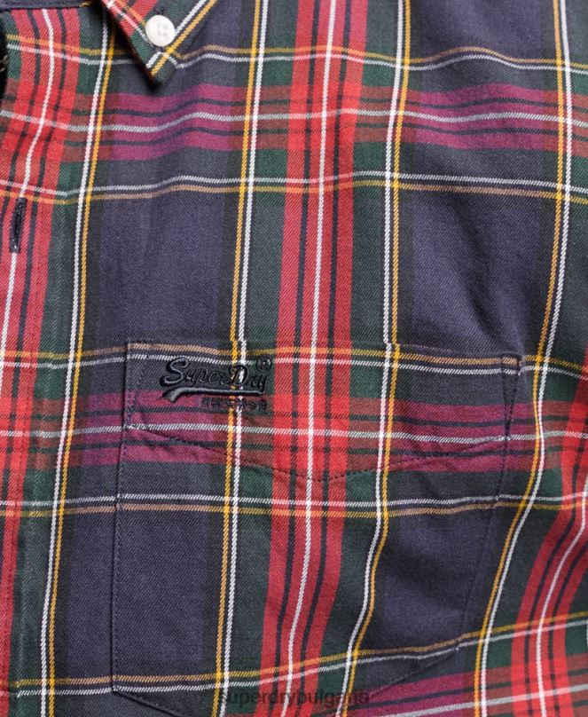 Superdry облекло N00H203 зелено мъже класическа лондонска риза с копчета от органичен памук