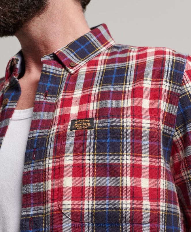 Superdry облекло N00H204 червен мъже ретро риза дървосекач от органичен памук