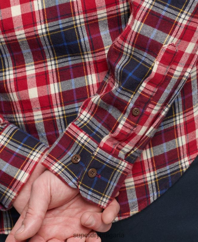 Superdry облекло N00H204 червен мъже ретро риза дървосекач от органичен памук