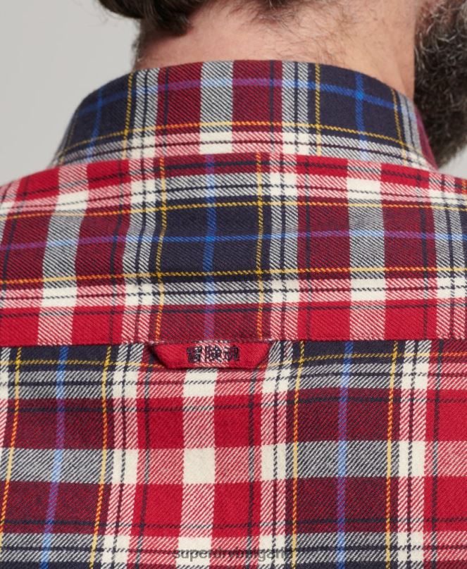 Superdry облекло N00H204 червен мъже ретро риза дървосекач от органичен памук