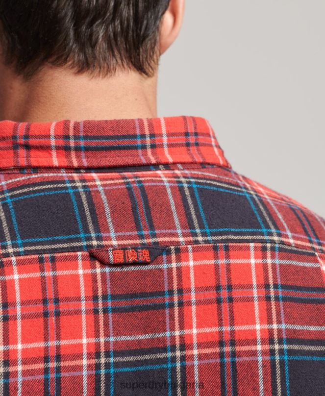 Superdry облекло N00H206 червен мъже карирана риза от органичен памук